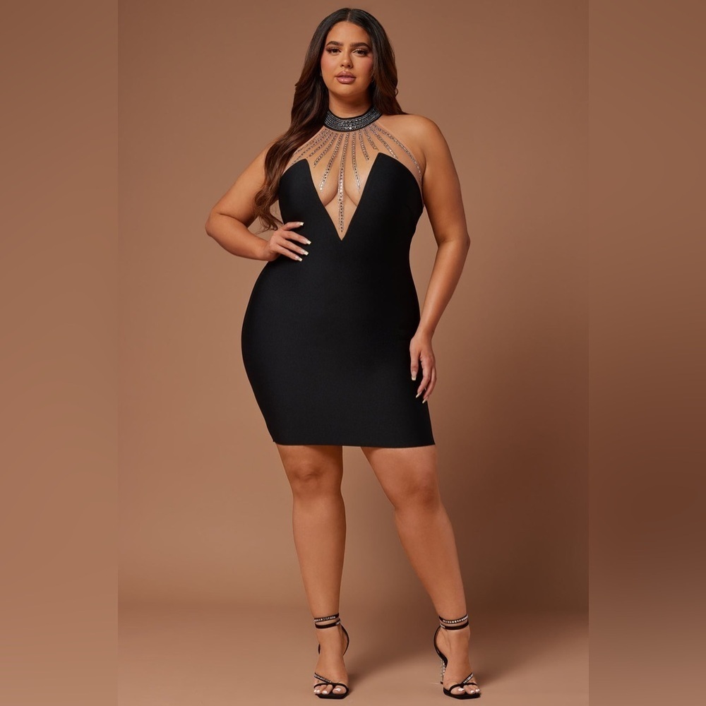 FASHION NOVA | Lina Embellished Bandage Mini Dress